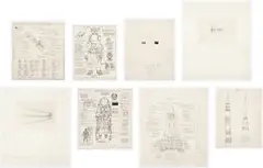 Tom Sachs, Space Hardware, 2013, The complete set of eight etchings, on Gampi paper with Chine collé to Somerset paper, with full margins, with justification, all contained in the original cream colored portfolio with title and artist's name