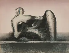 Reclining Figure by Henry Moore, 1977, Offset lithograph in colors with embossing, on Alpha wove paper, the full sheet, sold Apr 2021
