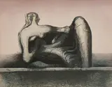 Henry Moore, Reclining Figure, 1977, Offset lithograph in colors with embossing, on Alpha wove paper, the full sheet