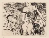 Max Beckmann, Bordell in Gent (Brothel in Ghent) (H. 85), 1915, Drypoint, on laid Van Gelder Zonen paper, with margins