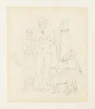 Pablo Picasso, Famille des Saltimbanques (Family of Saltimbanques), c. 1950, Soft-ground etching, with Chine collé to Japan nacré paper, with full margins