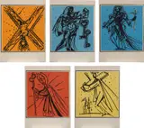 Knights of the Round Table: five plates (M. & L. 1504-1505; 1508-1510) by Salvador Dalí, 1977, Five lithographs in colors and metallic gold, on Arches paper, with full margins, sold Apr 2021
