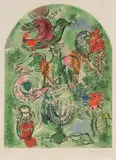 La Tribu d'Asher, from Douze maquettes de vitraux pour Jérusalem (The Tribe of Asher, from Twelve Maquettes of Stained Glass Windows for Jerusalem) (M. & S. 20) by Marc Chagall, 1964, Lithograph in colors, on Arches paper, with full margins, by Charles Sorlier, sold Apr 2021