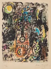L'Arbre de Jessé (Jesse's Tree) (M. 297) by Marc Chagall, 1960, Lithograph in colors, on Arches paper, with margins, sold Apr 2021
