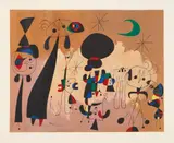 Femme, lune, étoile (Woman, Moon, Star) (Ma. 1726) by Joan Miró, 1963, Lithograph in colors, on Rives BFK paper, with full margins, sold Apr 2021