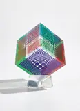 Victor Vasarely, Oltar Zoelo, 1980, Screenprint on acrylic cube, with the original acrylic base