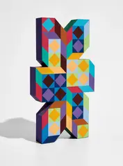 TER-A by Victor Vasarely, 1980, Wood multiple hand-painted in colors, sold Apr 2021