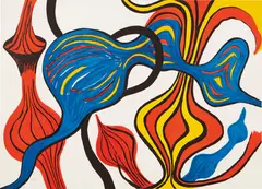 Galactic System by Alexander Calder, 1974, Lithograph in colors, on Arches paper, the full sheet, sold Apr 2021