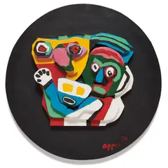 Floating Family by Karel Appel, 1976, Cast stone and hand-painted multiple, sold Apr 2021