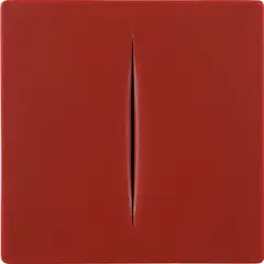 Concetto Spaziale (rosso) (R. & R. M-15) by Lucio Fontana, 1968, Vacuum-formed plastic, with accompanying publication and cardboard slipcase with printed artist's name, with accompanyin, sold Apr 2021