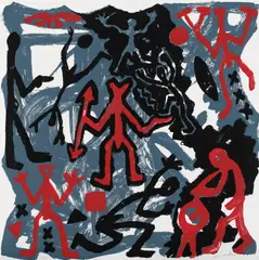 Untitled (K. 108) by A. R. Penck, 1984, Screenprint in colors, on wove paper, the full sheet, sold Apr 2021