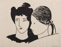 Stuart Davis, Two Heads (C. & M. 13), 1929, A very rare lithograph, on Rives BFK paper, with full margins
