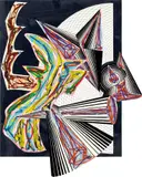 Frank Stella, Then Came Death and Took the Butcher, from Illustrations after El Lissitzsky's Had Gadya (A. & K. 179), 1984, Lithograph, linocut and screenprint in colors with hand-coloring and collage, on T.H. Saunders and Somerset papers, the full sheet
