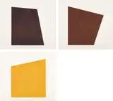 Robert Mangold, Attic Series I (I-V): plate IV; and Attic Series II (VI-X): plates VI-VII (S. 34.01.04, 34.02.06-07; S. & S. 1991.02.01-02, 1991.01.04), 1991, Three etching and aquatints in colors, on Somerset Satin paper, with full margins