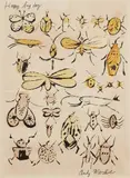 Andy Warhol, Happy Bug Day, 1955, Offset lithograph with hand-coloring in watercolors, on wove paper, the full sheet