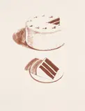 Wayne Thiebaud, Chocolate Cake, from Seven Still Lifes and a Rabbit, 1970-71, Lithograph in brown, on Arches paper, with full margins
