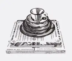 Dinnerware (six pieces) by Roy Lichtenstein, 1966, One complete six-piece glazed ceramic place setting, sold Apr 2021