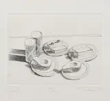 Wayne Thiebaud, Lunch, from Delights, 1965, Etching, on Rives BFK paper, slightly trimmed at the upper sheet edge