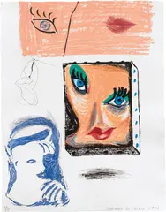An Image of Celia Study, from Moving Focus Series (M.C.A.T. 280) by David Hockney, 1986, Lithograph, etching and aquatint in colors, on Koller HMP handmade paper, the full sheet, sold Apr 2021