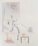 David Hockney, Tick It, Tock It, Turn It True, from the Blue Guitar (S.A.C. 213, M.C.A.T. 192), 1976-77, Etching and aquatint in colors, on Inveresk paper, with full margins