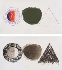 Swing Screen; and Swing Screen (second state) (S. 1979.44, G. 170-17A) by James Rosenquist, 1979, Two etching and aquatints, one with pochoir and hand-coloring, on Pescia Italia paper, with full margins, sold Apr 2021