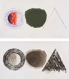 James Rosenquist, Swing Screen; and Swing Screen (second state) (S. 1979.44, G. 170-17A), 1979, Two etching and aquatints, one with pochoir and hand-coloring, on Pescia Italia paper, with full margins