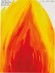 Untitled (Thank You for Burning) by David Shrigley, 2019, Screenprint in colors, on Someset paper, the full sheet, sold Apr 2021
