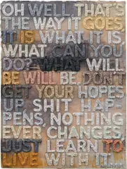 Oh Well by Mel Bochner, 2012, Monoprint with collage, engraving, embossing and oil paint in colors, on handmade and hand-dyed Twinrocker paper, the fu, sold Apr 2021