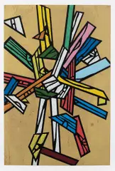 Richard Woods, Woodblock Inlay 5, 2011, Woodcut in colors, on bread and butter paper, with full margins