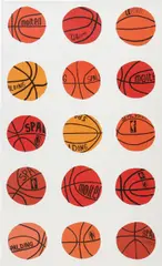 Untitled (Basketball Wallpaper) by Jonas Wood, 2013, Fifty sheets of digitally printed wallpaper in colours, on unbacked 212 GSM wet strength paper, sold Apr 2021