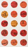 Untitled (Basketball Wallpaper) by Jonas Wood, 2013, Fifty sheets of digitally printed wallpaper in colours, on unbacked 212 GSM wet strength paper, sold Apr 2021