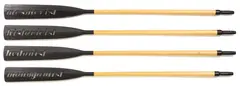 Kenneth Goldsmith, hedonist; monogamist; historicist; and mesmerist, 1990, Set of four wooden oars with cut out text
