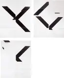 Wade Guyton, X Poster (Untitled, 2007, Epson UltraChrome inkjet on linen, WG1999); X Poster (Untitled, 2008, Epson UltraChrome inkjet on linen, WG2001); and X Poster (Untitled, 2007, Epson UltraChrome inkjet on linen, WG1208), 2015-2017, Three digital prints with archival UV curable inks, the full sheets, hand-folded (as issued)