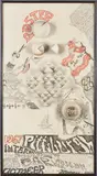 Mary Bauermeister, Carnegie Institute poster, 1967, Lithograph with hand-coloring, on wove paper with plaster elements applied to the original artist's frame