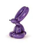 Jeff Koons, Balloon Rabbit (Violet), 2017, Porcelain multiple painted in chrome, contained in the original Styrofoam-lined presentation box with silver printed signature