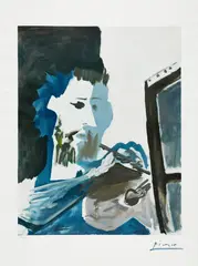 Le Peintre (The Painter) by Pablo Picasso, 1963, Collotype with pochoir in colors, on wove paper, with full margins, sold Oct 2021