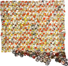 Paper & Gold by El Anatsui, 2017, Pigment print in colors with irregular hand-cut edges, with printed, hand-cut and hand-sculpted aluminum collage, and co, sold Oct 2021