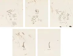 Untitled (from Leonardo) by Jean-Michel Basquiat, 1983, The complete set of five screenprints in colors, on Okawara paper, the full sheets, sold Oct 2021