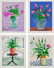 David Hockney, A Bigger Book, Art Edition B (with additional A, C and D prints), 2010/2016, Four iPad drawing in colors, printed on archival paper, with full margins, with one illustrated 680-page chronology book numbered '0268', one original print portfolio and one adjustable book stand designed by Marc Newson, contained in the original cardboard box with label stamp-numbered '0268'