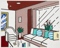 The Living Room, from Interior Series (G. 1502, C. 250) by Roy Lichtenstein, 1990, Monumental woodcut and screenprint in colors, on PTI 4-ply Museum Board, with full margins, sold Oct 2021