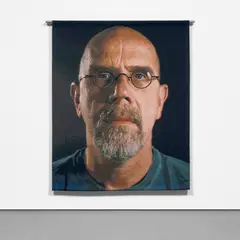 Chuck Close, Self-Portrait/Color, 2007, Monumental Jacquard woven tapestry, with original stainless steel hanging hardware