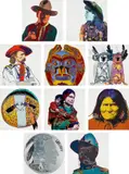 Cowboys and Indians (F. & S. 377-386) by Andy Warhol, 1986, The complete set of 10 screenprints in colors, on Lenox Museum Board, the full sheets, sold Oct 2021