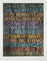 Oh Well by Mel Bochner, 2020, Etching with screenprint in colors, on wove paper, with full margins, offered Oct 2021