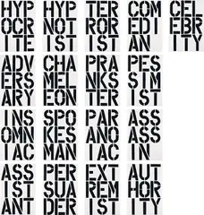 Black Book by Christopher Wool, 1989, Hardcover book, with 17 text images, on smooth wove paper, the full sheets, bound (as issued),, sold Oct 2021
