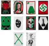 Mike Kelley, Pansy Metal / Clovered Hoof, 1989, The complete set of 10 screenprints in colors, on silk scarves, the full sheets