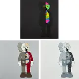 Kaws, DISSECTED COMPANION (BLACK); (GREY); and (BROWN), 2005, The complete set of three screenprints in colors, on wove paper, the full sheets, with the original black 'ORIGINAL FAKE' heavy board folios
