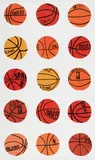 Untitled (Basketball Wallpaper) by Jonas Wood, 2013, Twenty-two sheets of digitally printed wallpaper in colors, on unbacked 212 GSM wet strength paper, sold Oct 2021