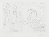 Pablo Picasso, Au théâtre: L'Astrologue (At the Theater: The Astrologer) (Bl. 1425, Ba. 1453), 1966/1975-77, Etching, on Rives paper, with full margins