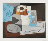 Nature morte à la Charlotte (Still Life with a Charlotte Cake) by Pablo Picasso, c. 1960, Collotype with stencil pochoir in colors, on Arches paper, with margins, sold Oct 2021