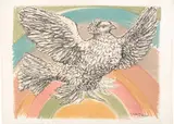 Colombe volant (à l'arc-en-ciel) (Flying Dove in a Rainbow) (Bl. 712, M. 214) by Pablo Picasso, 1952, Lithograph in colors, on Arches paper, with full margins, sold Oct 2021